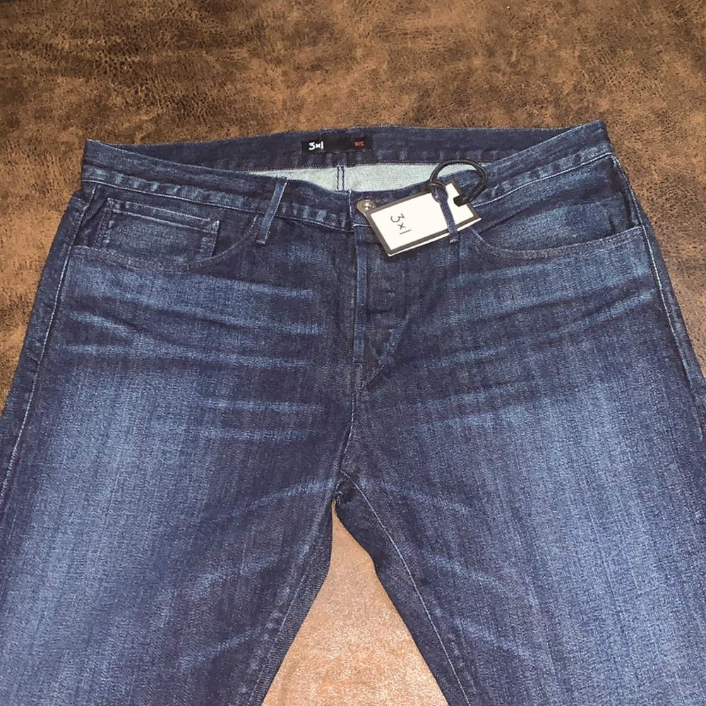 3x1 Men Jeans Slim Straight Dark Blue Denim